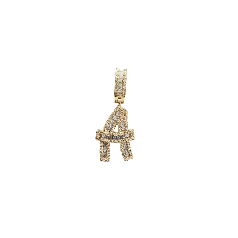 simple snake chain necklace Diamond Initial A Pendant (14K)