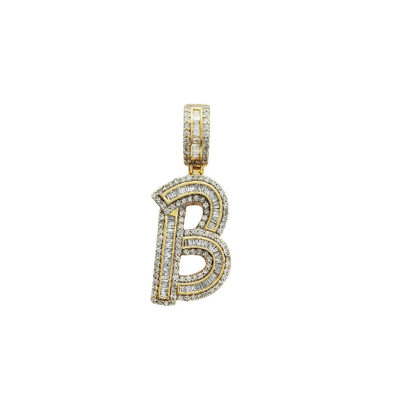 white topaz stacking rings Diamond Initial B Pendant (10K)