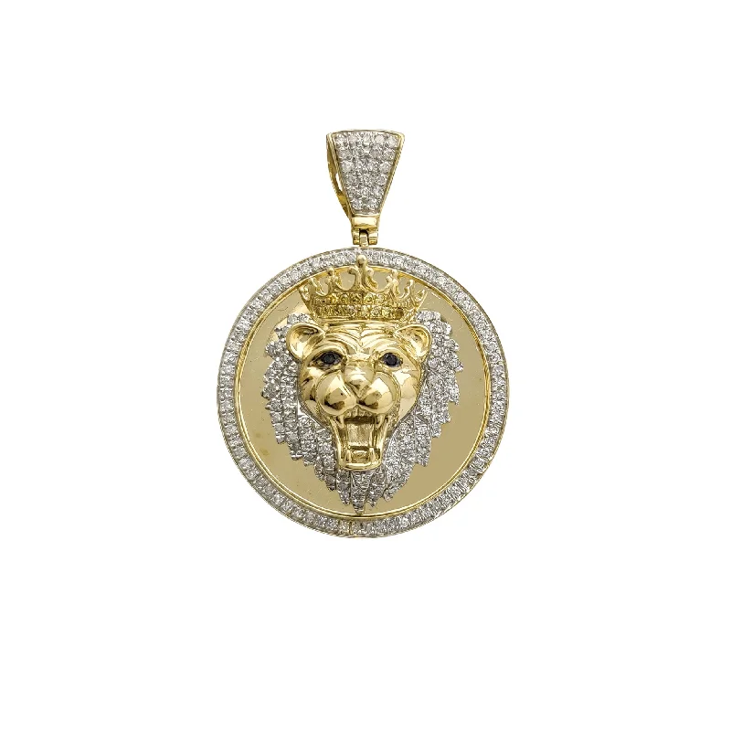black opal engagement ring Diamond Lion King Medallion Pendant (10K)