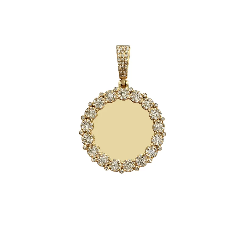 oval blue sapphire ring Diamond Pave Round Memorial Picture Pendant (14K)