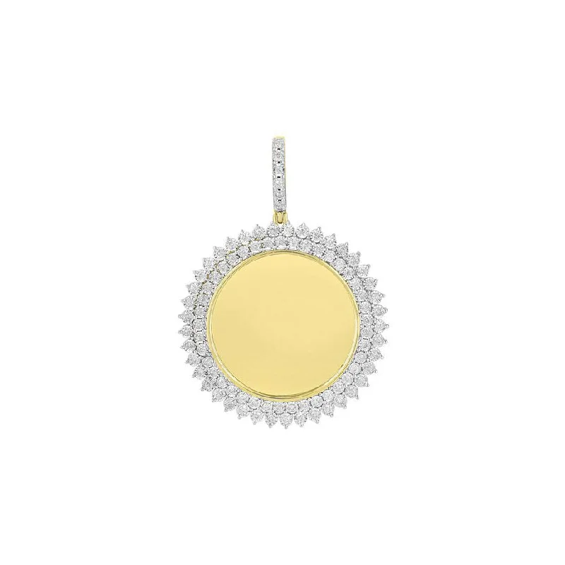 large statement turquoise ring Diamond Round Picture Pendant (14K)