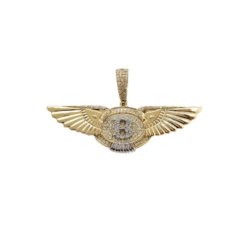emerald cut diamond earrings Diamond Winged Letter "B" Pendant (14K)