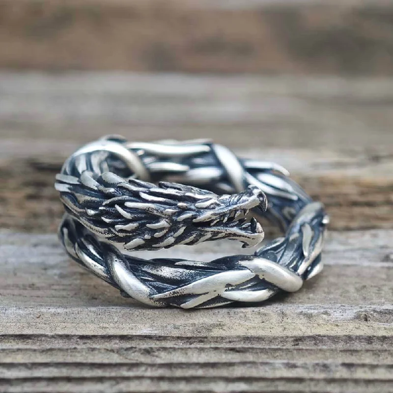 handmade gemstone anklet boho Domineering Hovering Dragon Sterling Silver Ring