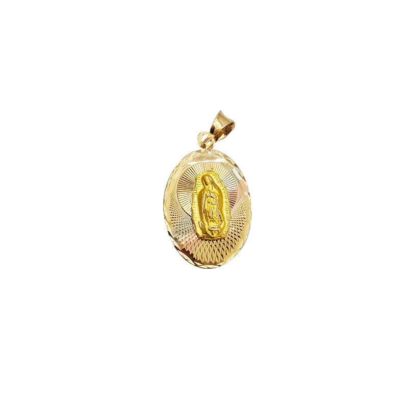 handcrafted gemstone toe ring Double Side Jesus & Guadalupe Pendant (14K)