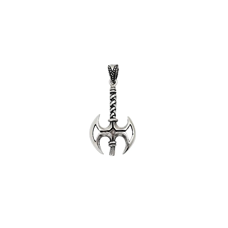 boho gemstone anklet Double Sided Axe Pendant (Silver)