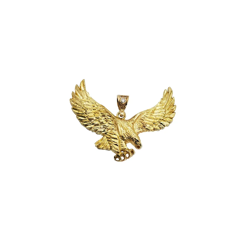 hammered gold stacking rings Eagle Pendant (10K)