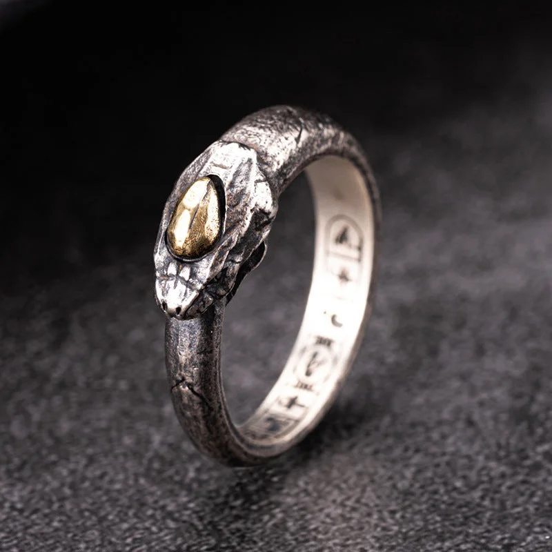 men’s braided leather bracelet Egyptian Apophis Serpent Sterling Silver Ring