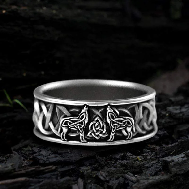sterling silver lotus ring Fenris-wolf Stainless Steel Viking Ring