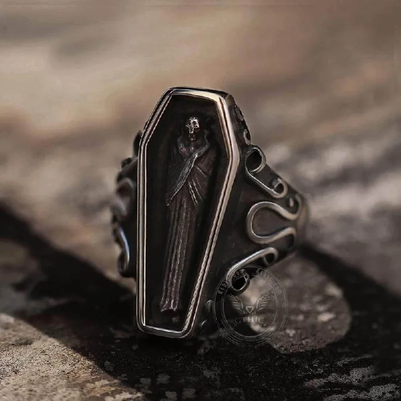 minimalist birthstone bangle Vampire Coffin Stainless Steel Skull Ring
