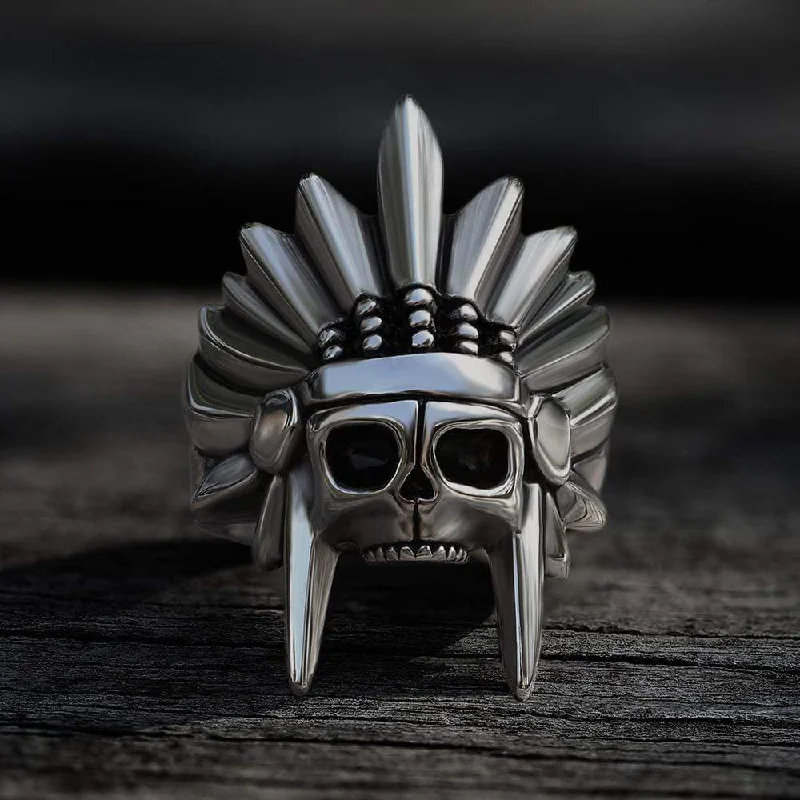 gold opal ring Tribal Chief Stainless Steel Skull Ring