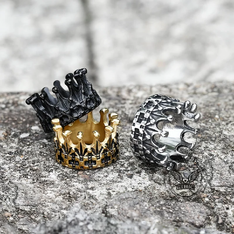 thin gold wire earrings Gothic Crown Stainless Steel Punk Ring