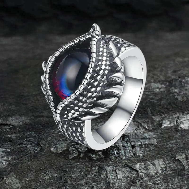 natural garnet gemstone ring Gothic Evil Eye Stainless Steel Ring