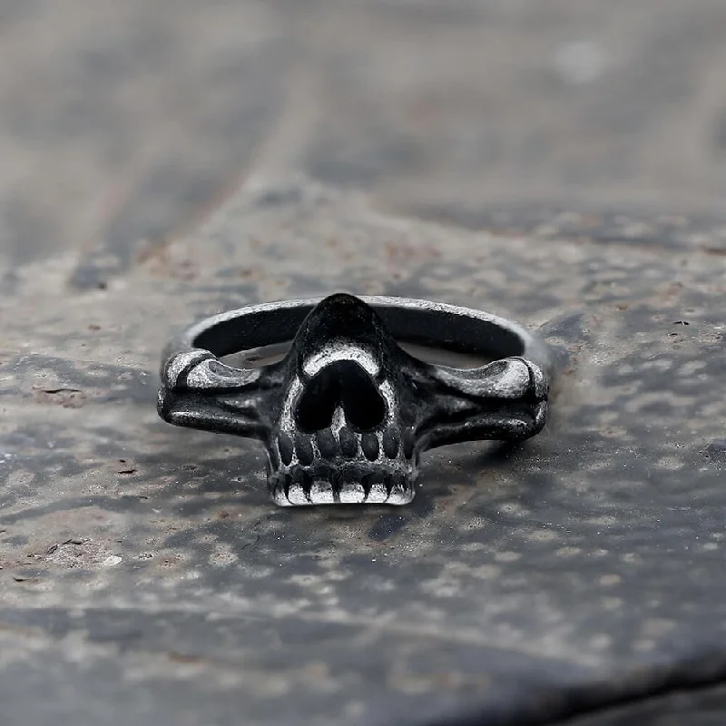 gold choker necklace simple Gothic Ferocious Skull Stainless Steel Ring