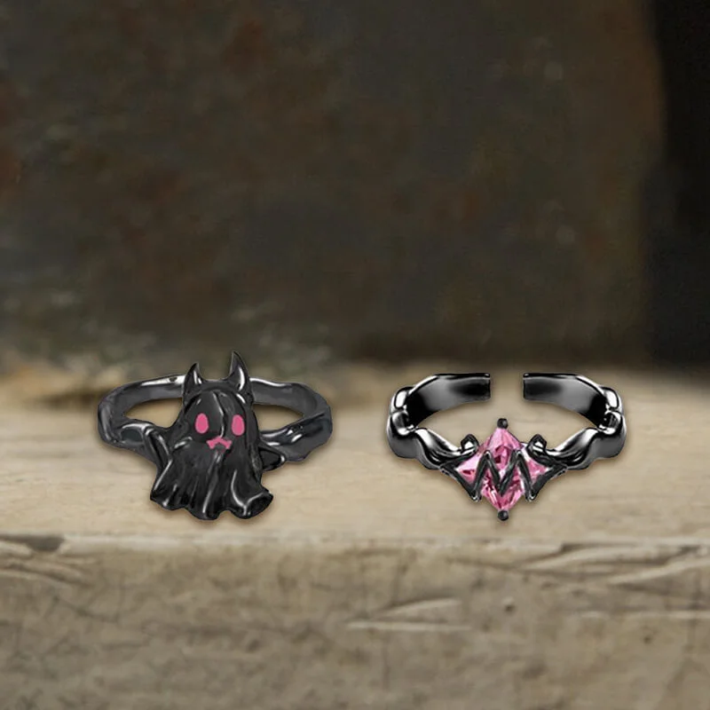 minimalist threader earrings gold Gothic Ghost Copper Silver Plated Open Ring Set