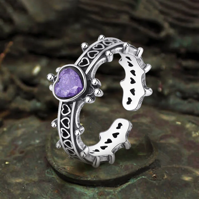 handmade macrame bracelet for men Gothic Heart Zircon Inlaid Crown Sterling Silver Open Ring handmade macrame bracelet for men Gothic Heart Zircon Inlaid Crown Sterling Silver Open Ring
