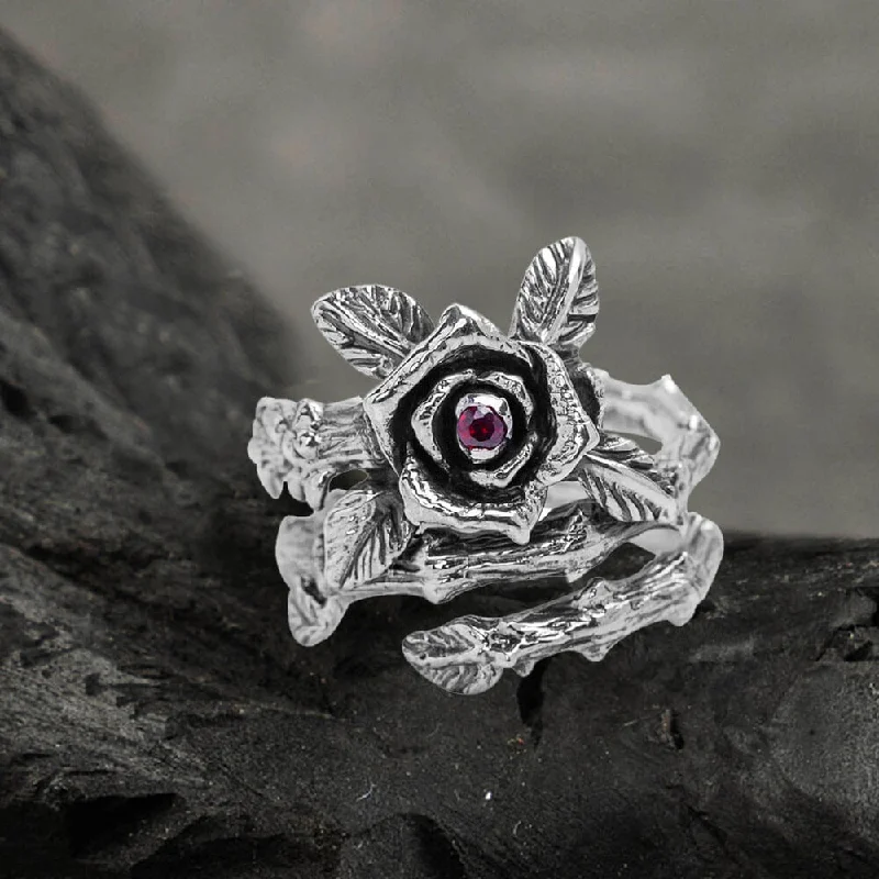 white gold infinity ring Gothic Rose Sterling Silver Ring
