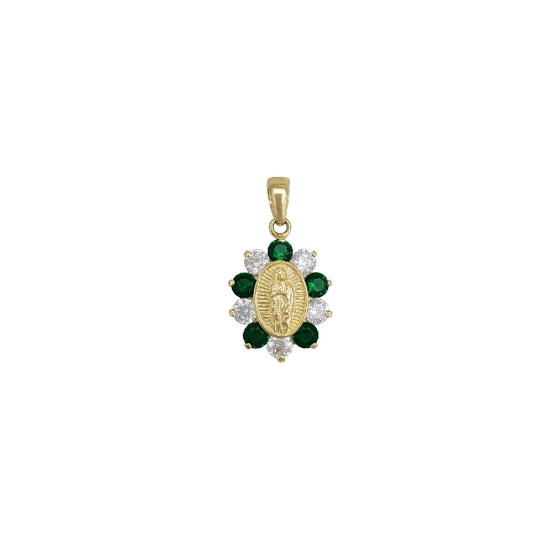 sapphire engagement ring halo Green-Zirconia Virgin Mary Pendant (14K)