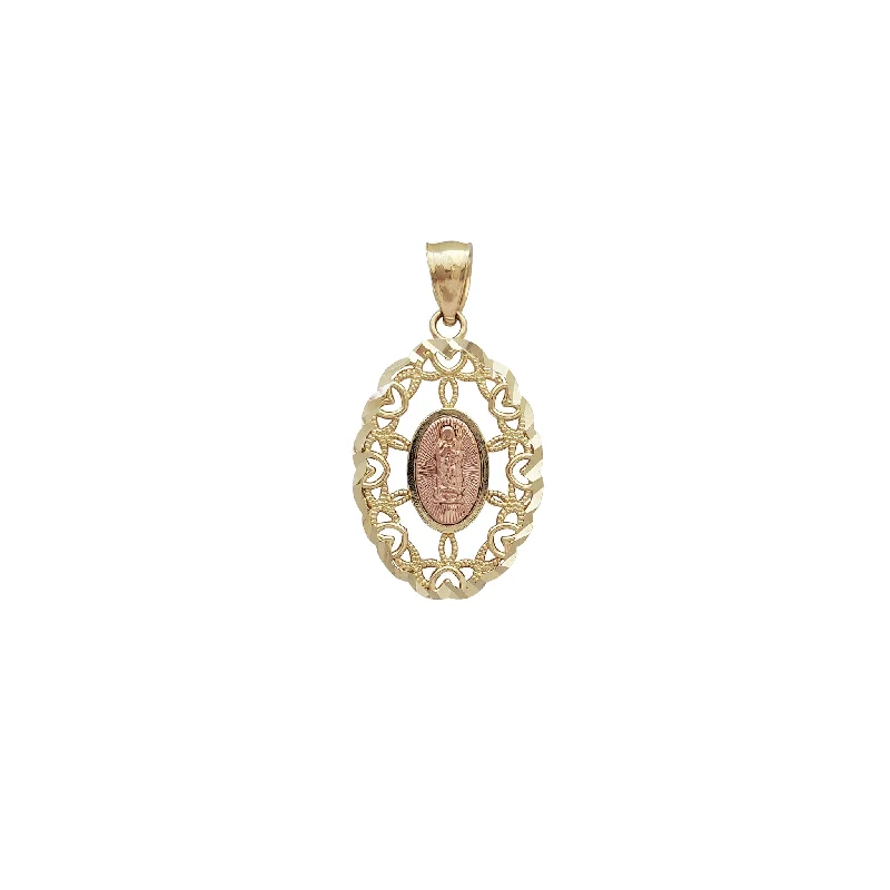 celestial star charm bracelet Heart Framed Textured Oval Virgin Mary Pendant (14K)