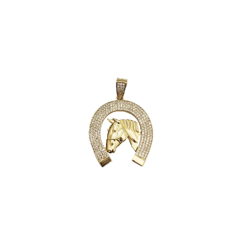 gold initial bracelet personalized Ice-Out Horseshoe Pendant (14K)
