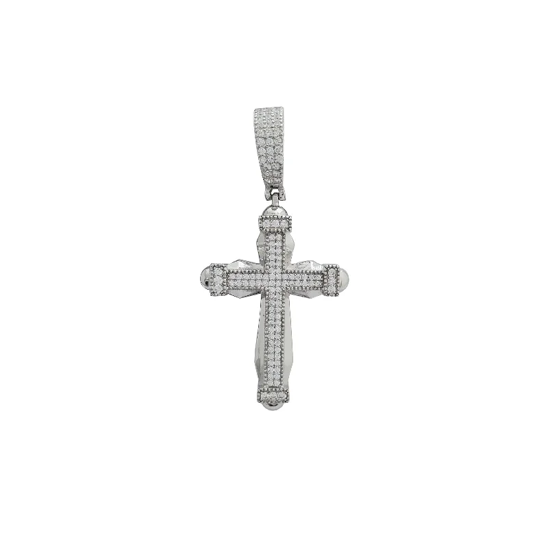yellow sapphire engagement ring Iced-Out Cross Pendant (Silver)