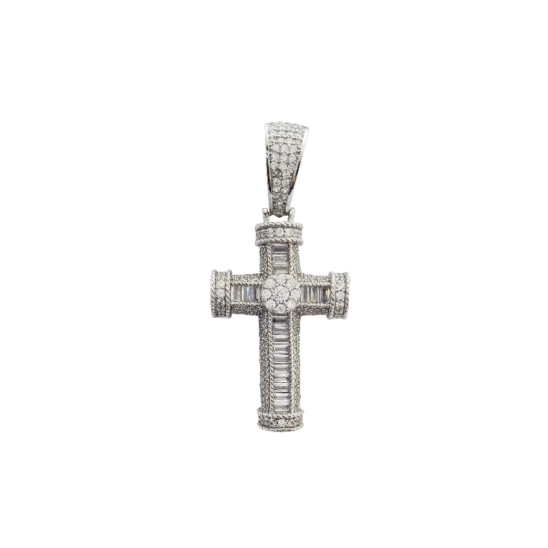 celestial star ring gold Iced-Out Cross Pendant (Silver)