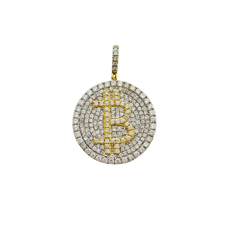 boho beaded statement necklace Iced-Out Diamond Bitcoin Pendant (14K)