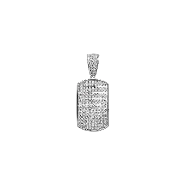 personalized couples ring engraved Iced Out Dog Tag Pendant (Silver)