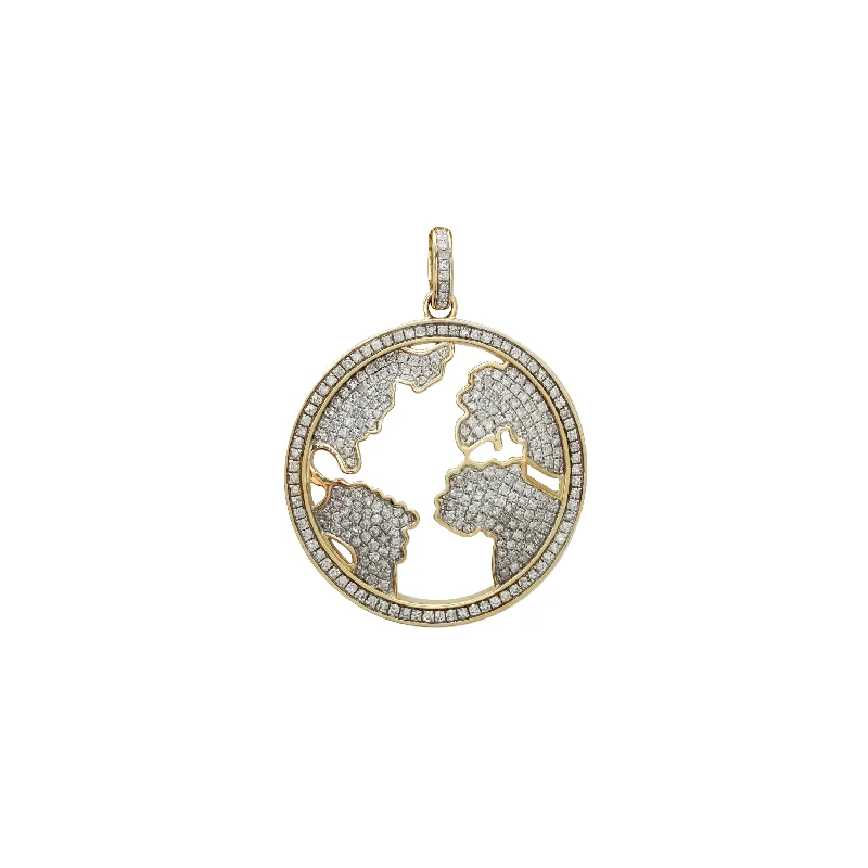 heart-shaped promise ring sterling silver Iced Out Diamond Global Pendant (14K)