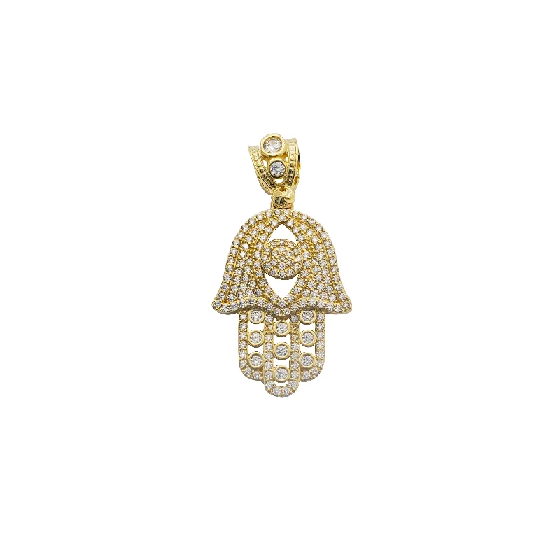 sterling silver infinity bracelet Iced-Out Hamsa Pendant (14K)
