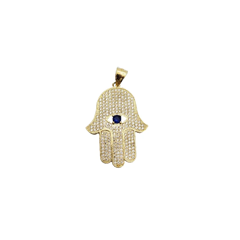 men’s black onyx bracelet Iced-Out Hamsa Pendant (14K)