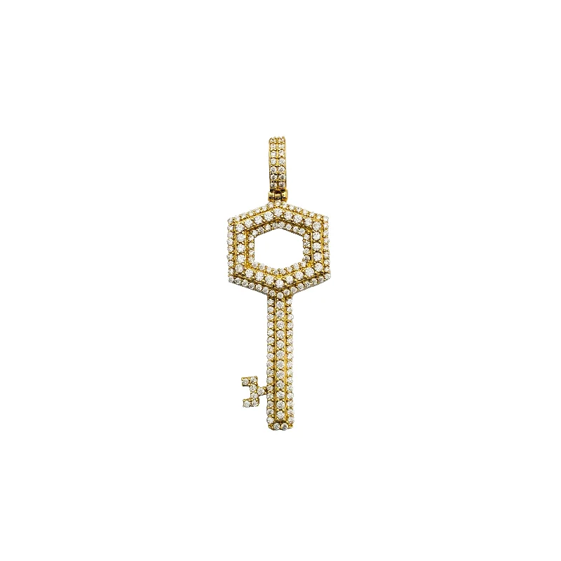 diamond halo stud earrings Iced-Out Key Pendant (14K)