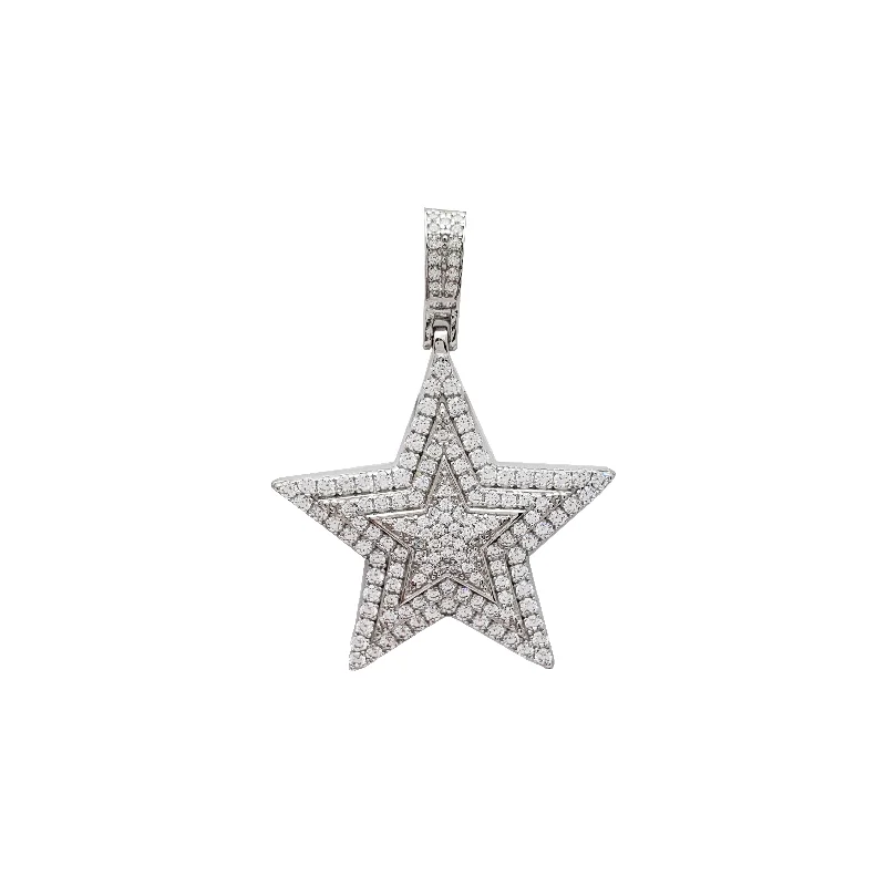 real peridot gemstone ring Iced-Out Star Pendant (Silver)
