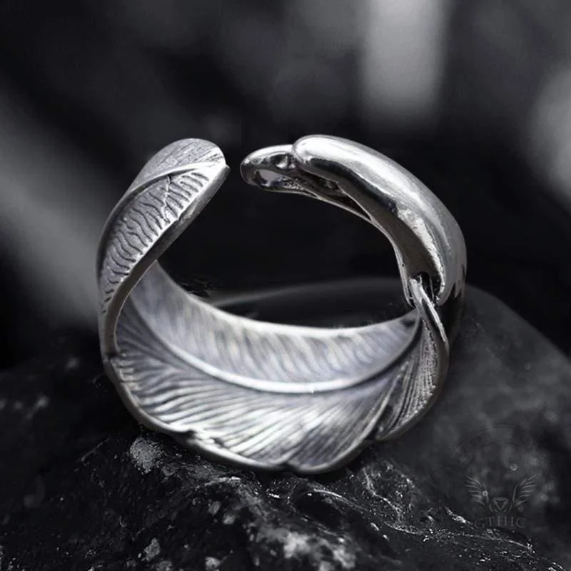 vintage filigree engagement ring Indian Eagle Feather Sterling Silver Animal Ring