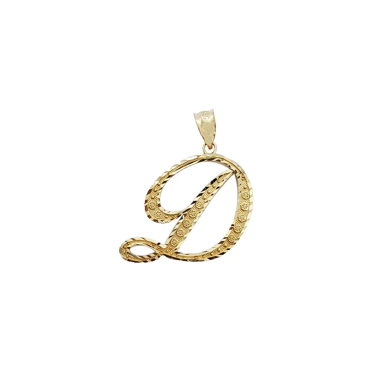 vintage floral engagement ring Initial Letter D Pendant (14k)