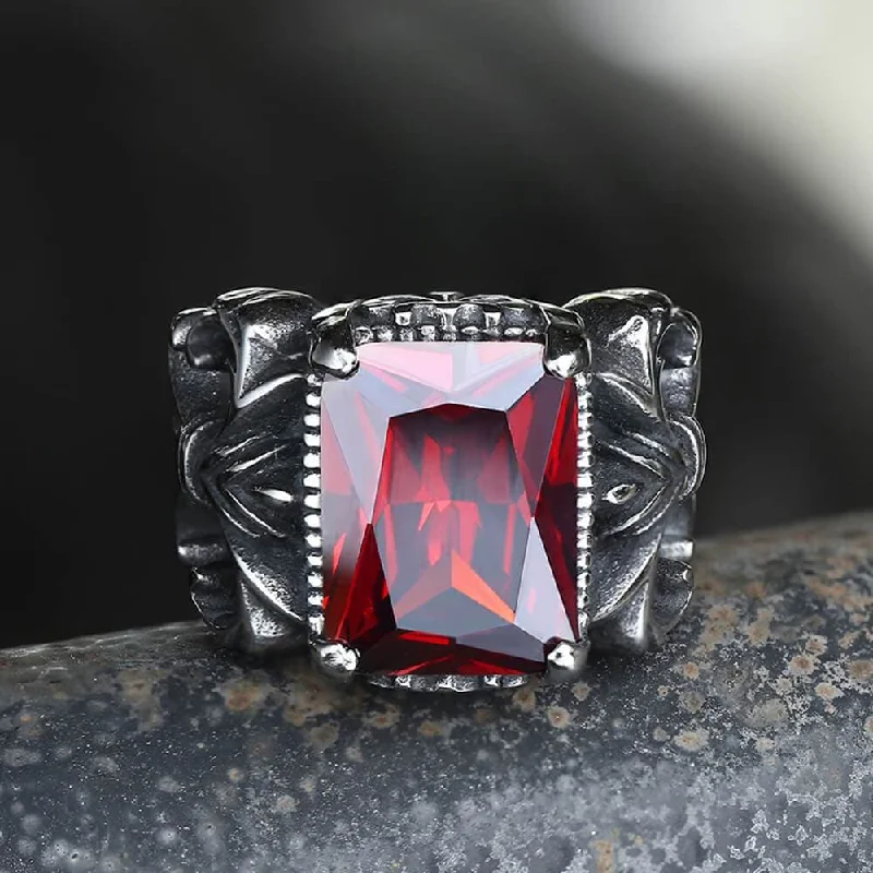 chunky statement cuff bracelet Iris Pattern Gem Stainless Steel CZ Ring