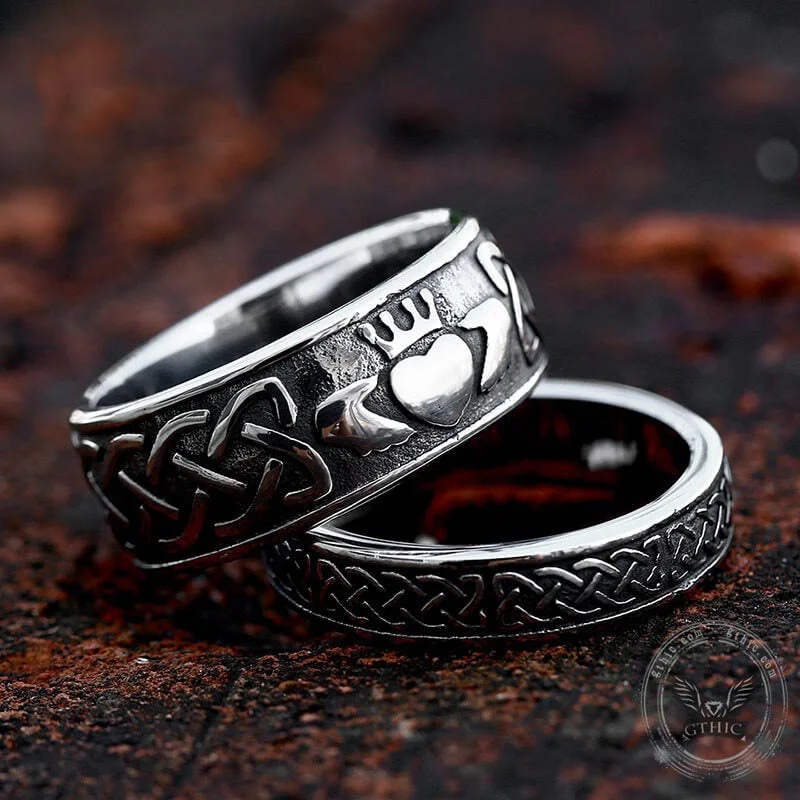 chunky gold chain necklace Irish Claddagh Stainless Steel Viking Ring