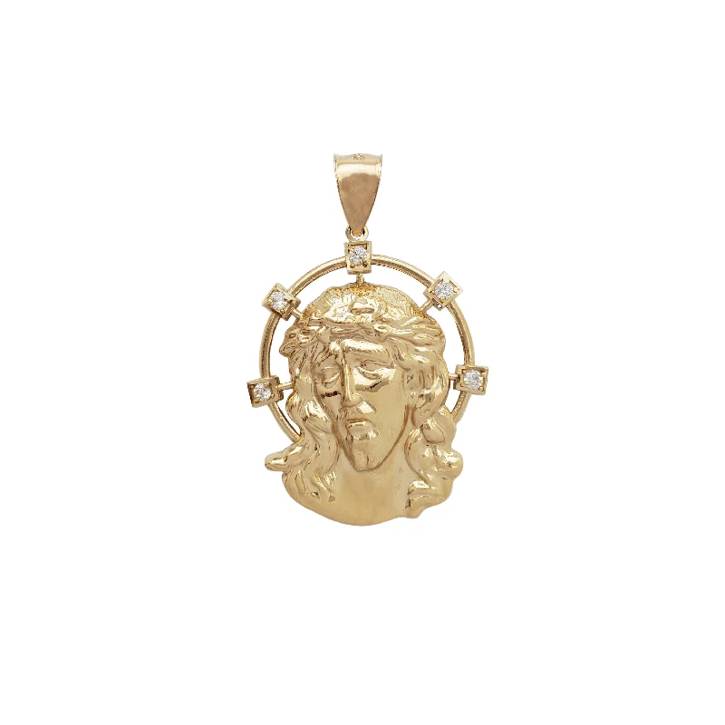 vintage-inspired gold locket Jesus Head Pendant (14K)