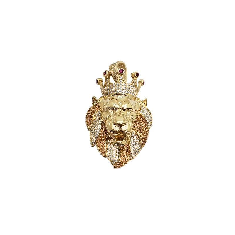 wedding band with diamonds King Crown Lion Pendant (14K)