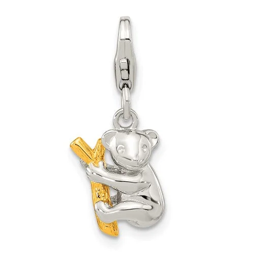 white gold necklace simple Koala Bear on the Tree Charm (Silver)
