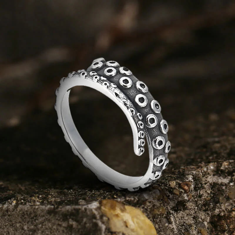 handcrafted filigree ring silver Kraken Octopus Arm Stainless Steel Ring