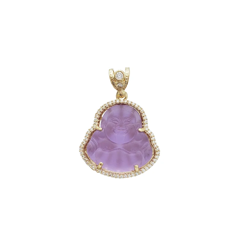 minimalist black pearl necklace Light Purple Laughing Buddha Pendant (14K)