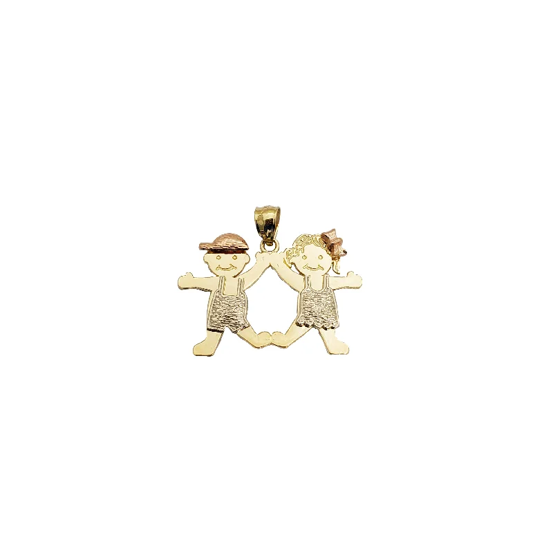 vintage pearl cluster earrings Little Kid "Boy & Girl" Pendant (14K)