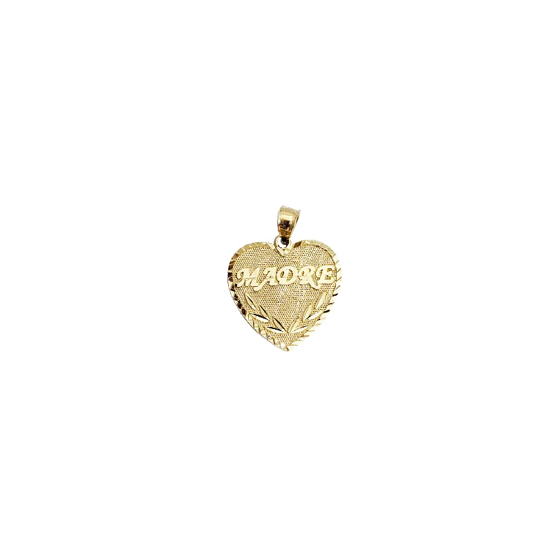 dainty gold anchor bracelet "Madre" Heart Pendant (14K)