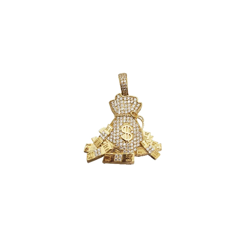 minimalist cubic zirconia earrings Money Bag Pendant (14K)