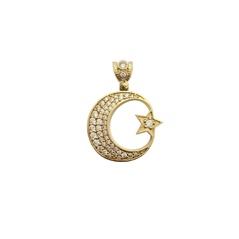 minimalist rose gold stacking rings Moon & Star Pendant (14K)