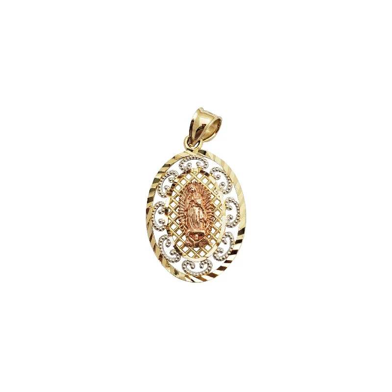 dainty sapphire gemstone bracelet Oval Shape Texture Guadalupe Pendant (14K)