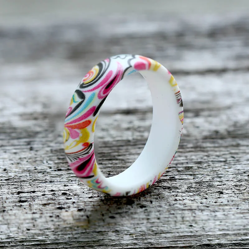 round cut diamond engagement ring Paisley Pattern Silicone Ring