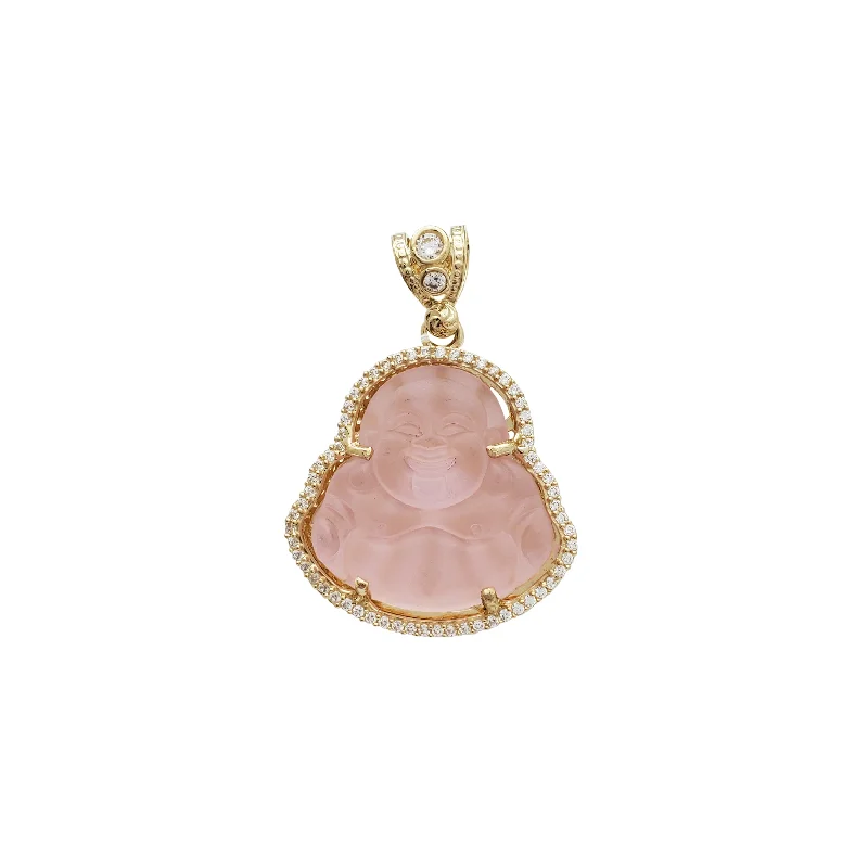hammered silver wedding band Pink Laughing Buddha Pendant (14K)