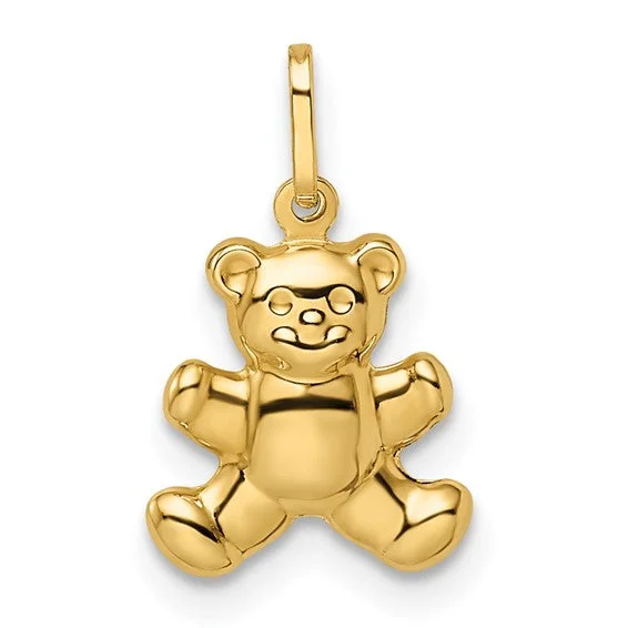 snake chain bracelet gold Puffed Teddy Bear Pendant (14K)