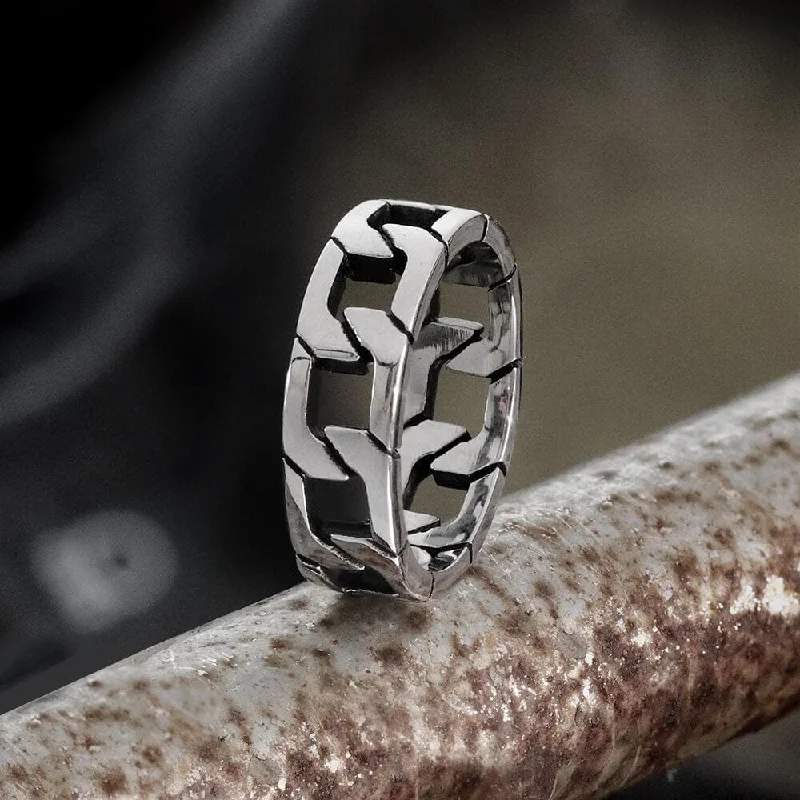 gothic skull ring for men Punk Cuban Chain Stainless Steel Ring